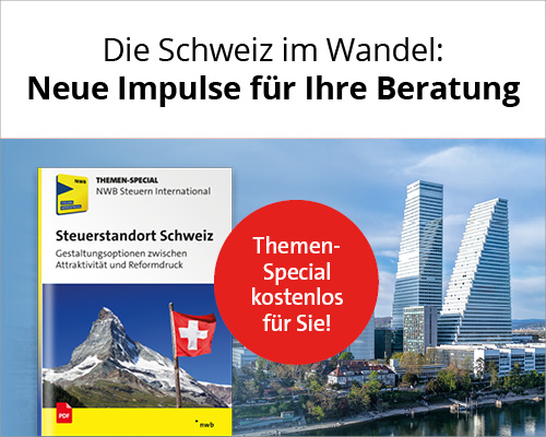 Schweizer Flagge und Landschaft - Thema: Steuern in der Schweiz